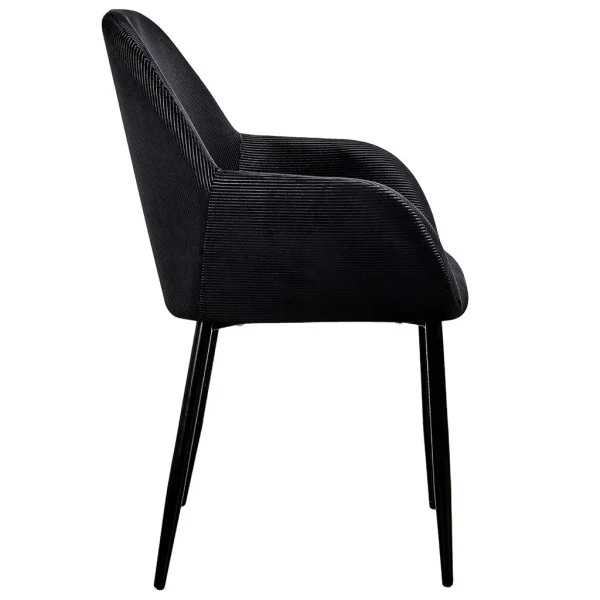 Home Déco Factory Chaise Avec Accoudoir En Velours Cotelé Noir – Julia 4