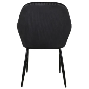 Home Déco Factory Chaise Avec Accoudoir En Velours Cotelé Noir – Julia 14