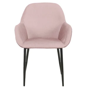 Home Déco Factory Chaise Avec Accoudoir En Velours Cotelé Rose – Julia 10