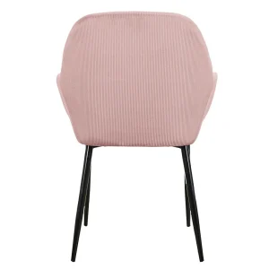 Home Déco Factory Chaise Avec Accoudoir En Velours Cotelé Rose – Julia 14