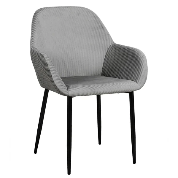 Home Déco Factory Chaise Avec Accoudoir En Velours Cotelé Gris – Julia 1