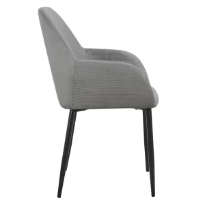 Home Déco Factory Chaise Avec Accoudoir En Velours Cotelé Gris – Julia 12