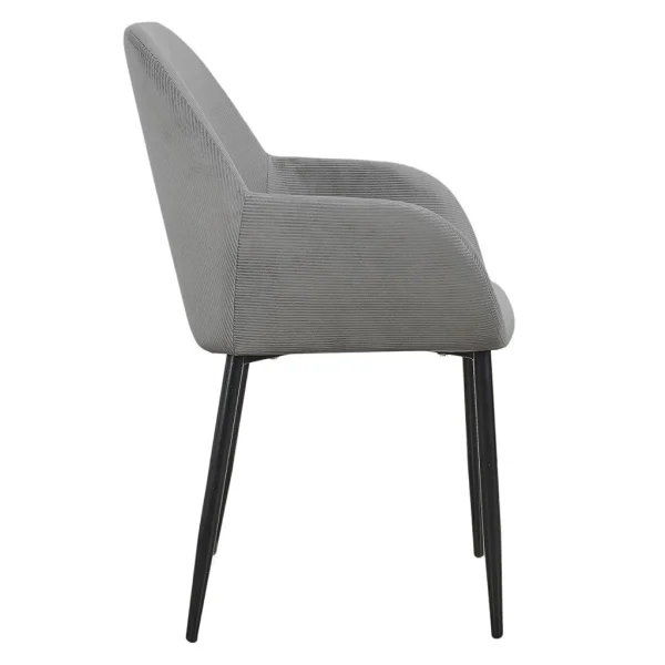 Home Déco Factory Chaise Avec Accoudoir En Velours Cotelé Gris – Julia 4