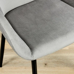 Home Déco Factory Chaise Avec Accoudoir En Velours Cotelé Gris – Julia 16