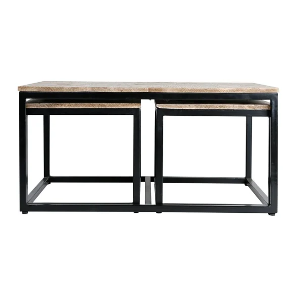 PG Trading Table Basse Gigogne (lot De 3) En Manguier Et Fer Noir -Noe 1