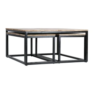 PG Trading Table Basse Gigogne (lot De 3) En Manguier Et Fer Noir -Noe 12