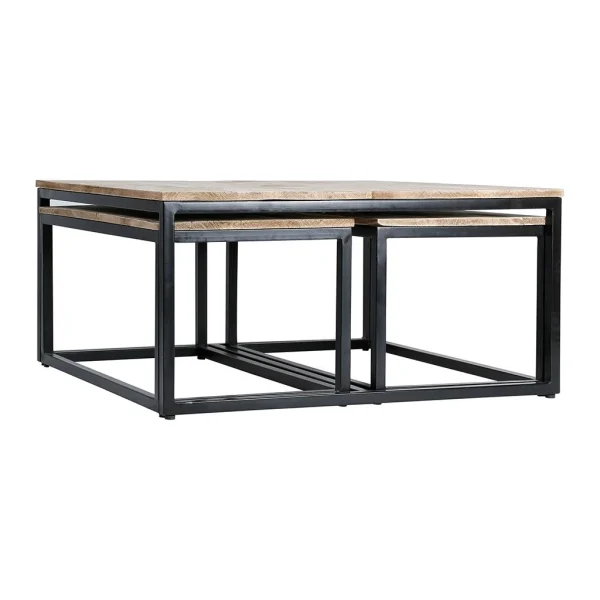 PG Trading Table Basse Gigogne (lot De 3) En Manguier Et Fer Noir -Noe 4