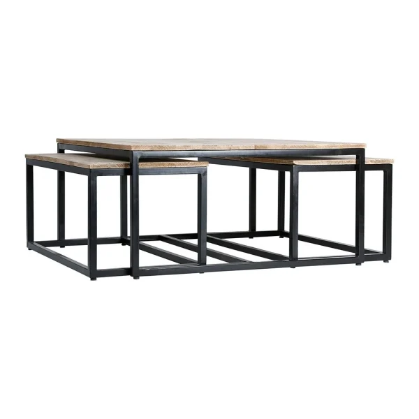 PG Trading Table Basse Gigogne (lot De 3) En Manguier Et Fer Noir -Noe 5