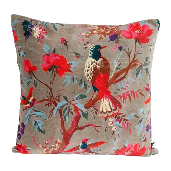 HARMONY HAOMY Coussin Birdy En Velours 45x45cm Kaki En Coton 1