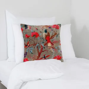 HARMONY HAOMY Coussin Birdy En Velours 45x45cm Kaki En Coton 18