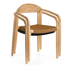 La Forma Chaise Salle à Manger En Bois D’acacia Et Corde Marron – Nina 14