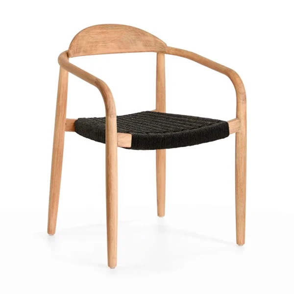 La Forma Chaise Salle à Manger En Bois D’acacia Et Corde Noir – Nina 1