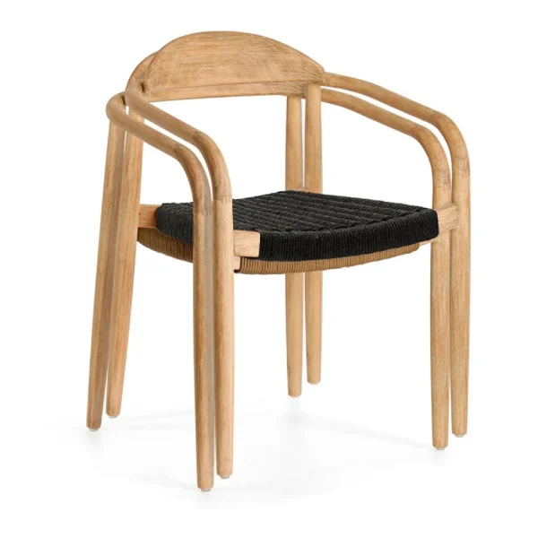 La Forma Chaise Salle à Manger En Bois D’acacia Et Corde Noir – Nina 5