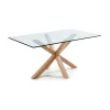 La Forma Table à Manger Plateau En Verre Et Pieds En Acier Effet Bois 160x90cm – Argo 25