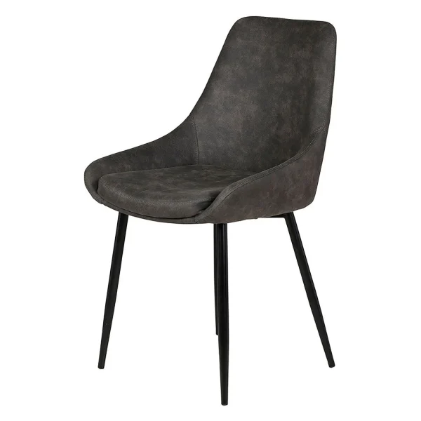 Zago Chaise Salle à Manger Tissu Effet Daim Gris Foncé – Ben 4