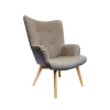 Home Déco Factory Fauteuil De Salon En Bois Et Tissu Gris – Nora 22