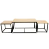 Home Déco Factory Table Basse Gigogne (lot De 3) En Plaqué Bois Et Fer Noir – Selya 17