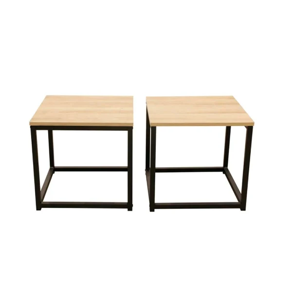 Home Déco Factory Table Basse Gigogne (lot De 3) En Plaqué Bois Et Fer Noir – Selya 7