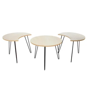 Home Déco Factory Table Basse Gigogne (lot De 3) En Plaqué Bois, Blanc Et Fer Noir – Audry 9