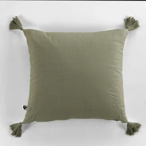 L’effet Papillon Coussin Romarin Avec Pompons Gaze De Coton 40x40cm – Gaïa 9