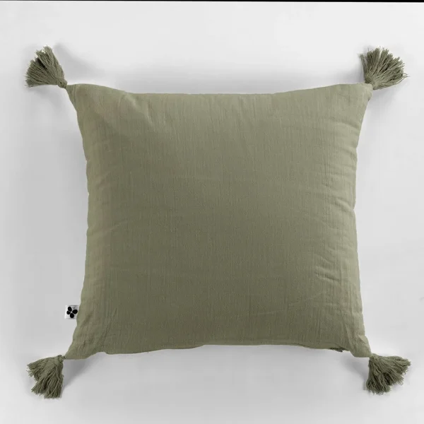 L’effet Papillon Coussin Romarin Avec Pompons Gaze De Coton 40x40cm – Gaïa 4