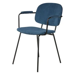 Zago Fauteuil En Velours Côtelé Bleu Foncé – Aston 10