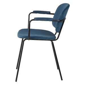 Zago Fauteuil En Velours Côtelé Bleu Foncé – Aston 12