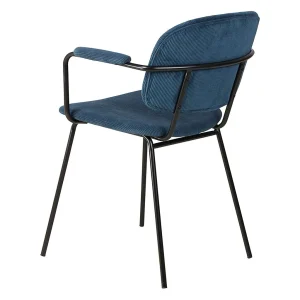 Zago Fauteuil En Velours Côtelé Bleu Foncé – Aston 16