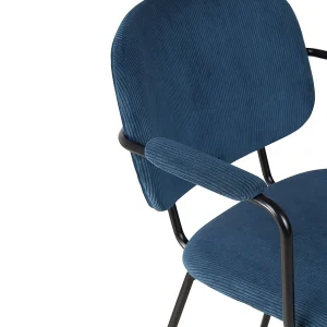 Zago Fauteuil En Velours Côtelé Bleu Foncé – Aston 18