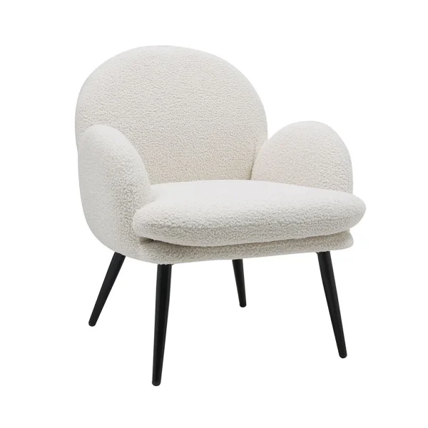 Zago Fauteuil En Tissu Effet Laine Bouclette Blanc – Oria 1