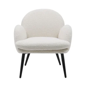 Zago Fauteuil En Tissu Effet Laine Bouclette Blanc – Oria 9