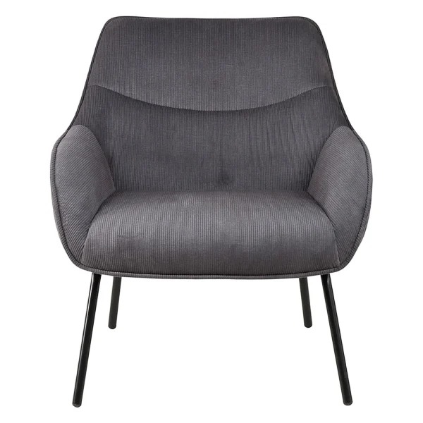 Zago Fauteuil En Velours Côtelé Gris Argent – Martin 1