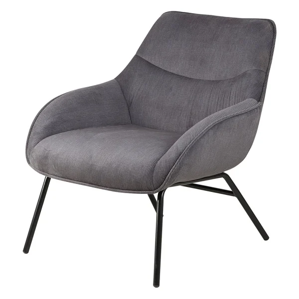 Zago Fauteuil En Velours Côtelé Gris Argent – Martin 3