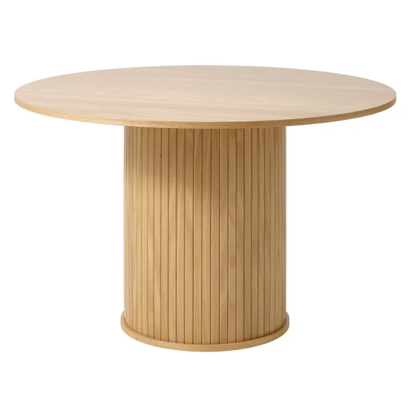 Unique Table à Manger Ronde En Placage Chêne Naturel D120cm – Nola 1