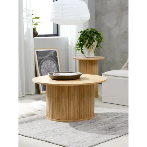 Unique Table Basse En Placage Chêne Naturel D90cm – Nola 9