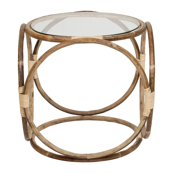 SEMA DESIGN Table D’appoint En Rotin Naturel Et Verre 1