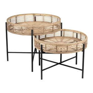 SEMA DESIGN Table Basse (lot De 2) Bambou Naturel Et Fer Noir 9