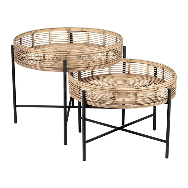 SEMA DESIGN Table Basse (lot De 2) Bambou Naturel Et Fer Noir 3