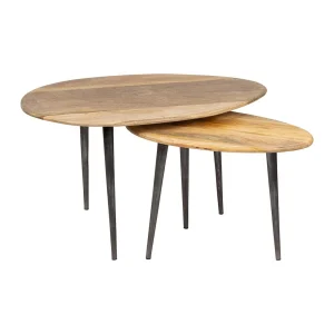 SEMA DESIGN Table Basse Gigogne (lot De 2) En Manguier Naturel Et Fer – Hervea 12