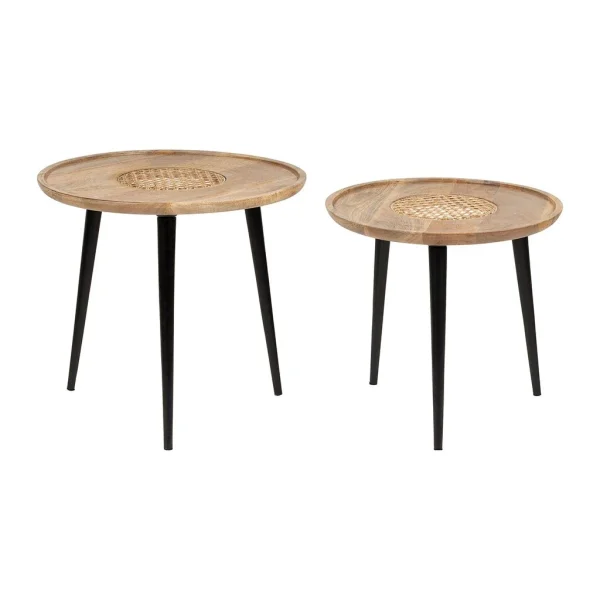 SEMA DESIGN Table Basse Gigogne (lot De 2) En Manguier Naturel Et Fer Noir – Balamea 1