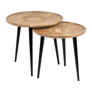 SEMA DESIGN Table Basse Gigogne (lot De 2) En Manguier Naturel Et Fer Noir – Balamea 8