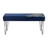 SEMA DESIGN Banc En Velours Bleu Indigo Et Motifs Dorés 19