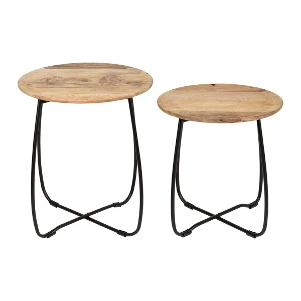 SEMA DESIGN Table D’appoint (x2) En Mangier Naturel Et Pieds En Fer – Hervea 1