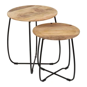 SEMA DESIGN Table D’appoint (x2) En Mangier Naturel Et Pieds En Fer – Hervea 8