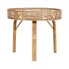 SEMA DESIGN Table Basse Ronde En Bambou Naturel Et Verre Noir D55cm 19