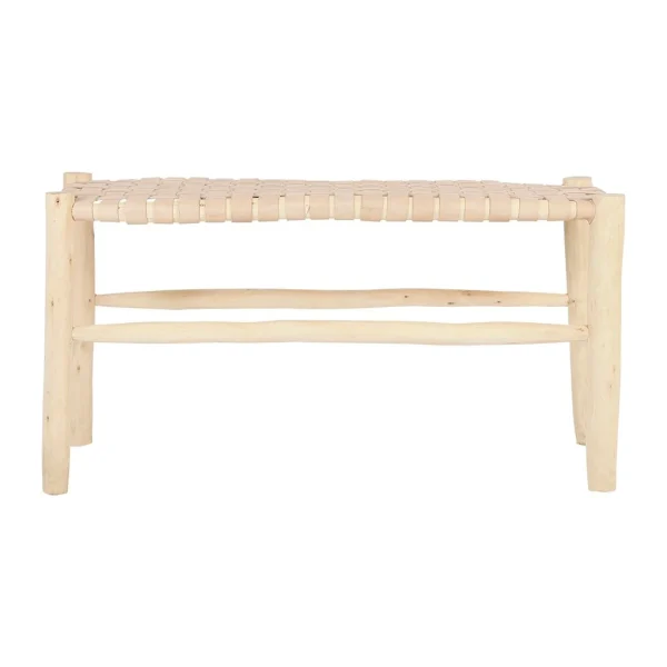 SEMA DESIGN Banc En Bois Et Cuir Tressé Nude 1