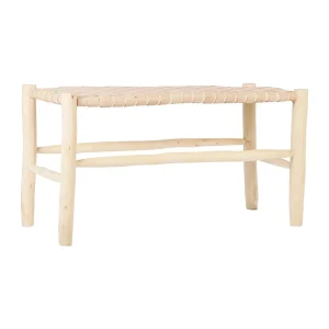 SEMA DESIGN Banc En Bois Et Cuir Tressé Nude 10