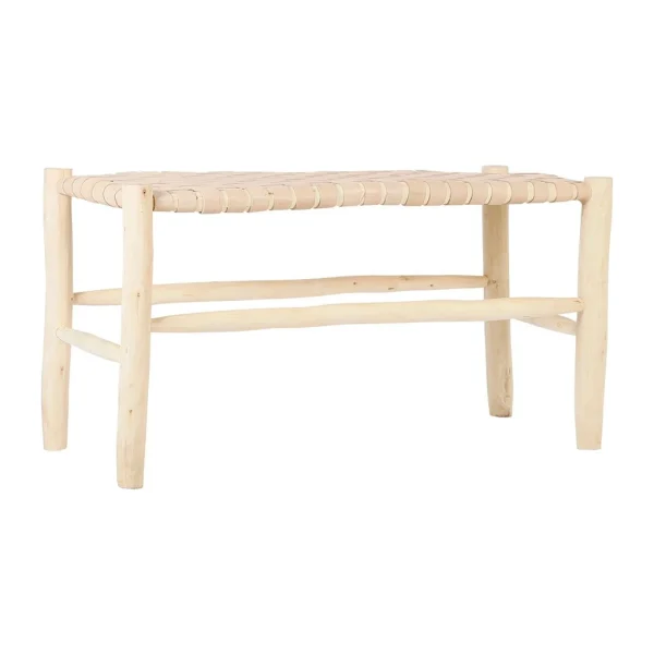 SEMA DESIGN Banc En Bois Et Cuir Tressé Nude 3