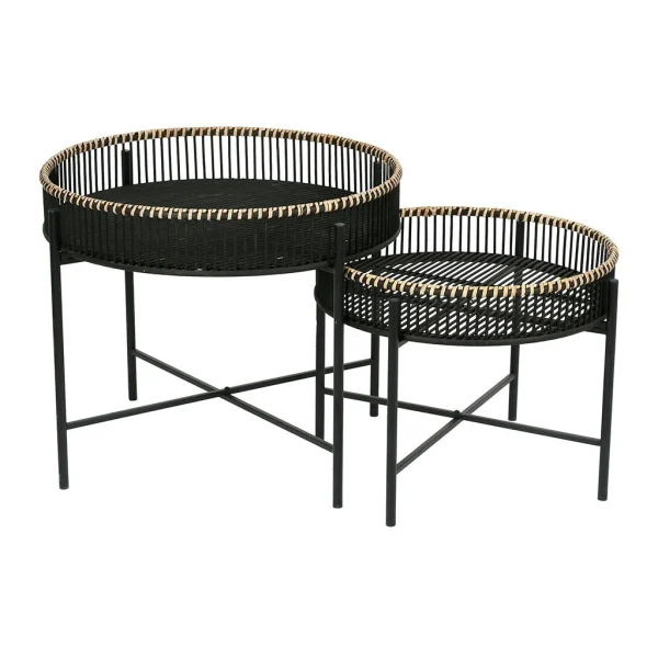 SEMA DESIGN Table Basse Gigogne (lot De 2) Bambou Noir Et Fer 3