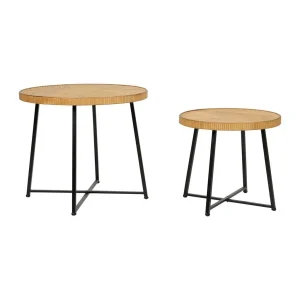 SEMA DESIGN Table Basse (lot De 2) En Bambou, Rotin Et Pieds En Fer Noir – Saori 8